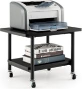 COSTWAY 2-Tier Mobile Printer Stand with Wheels, Rolling Desk Organizer Storage Shelf Printer