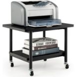 COSTWAY 2-Tier Mobile Printer Stand with Wheels, Rolling Desk Organizer Storage Shelf Printer