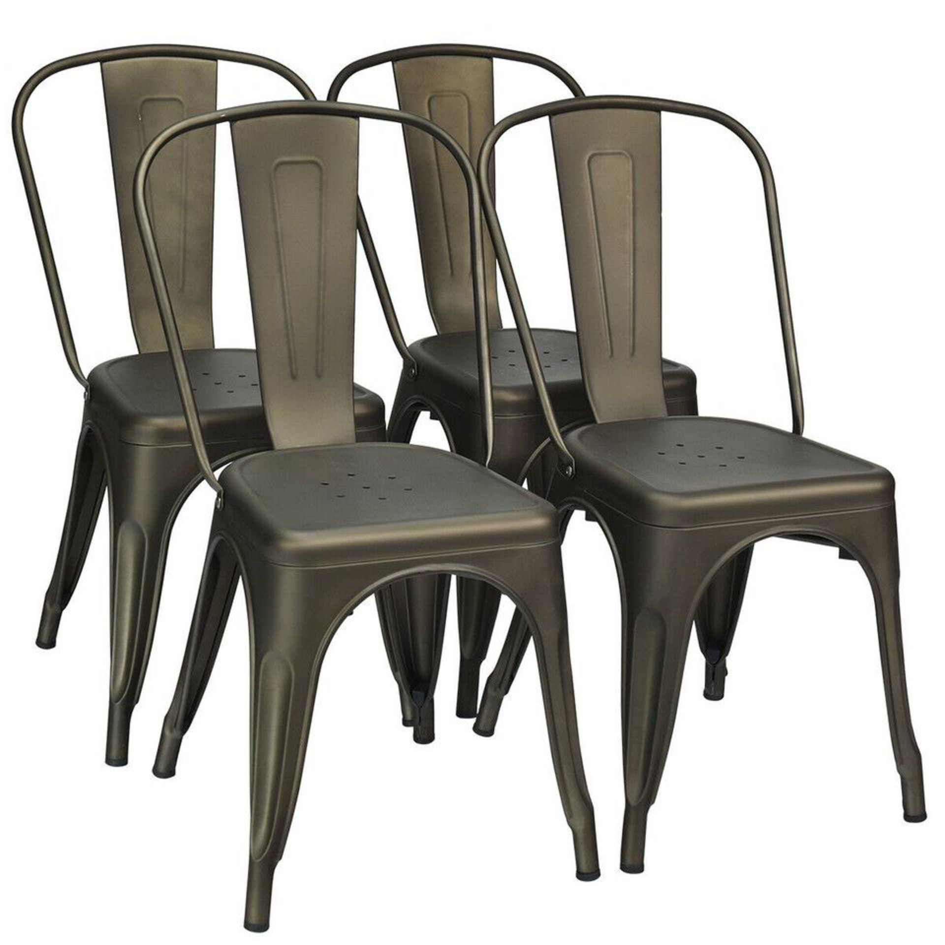 Set Of 4 Dining Side Stackable Cafe Metal Chairs. - ER53.