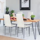 4 Pcs Pvc Leather Dining Side Chairs Elegant Design -White. - ER53. This is leather dining chair set