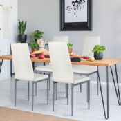 4 Pcs Pvc Leather Dining Side Chairs Elegant Design -White. - ER53. This is leather dining chair set