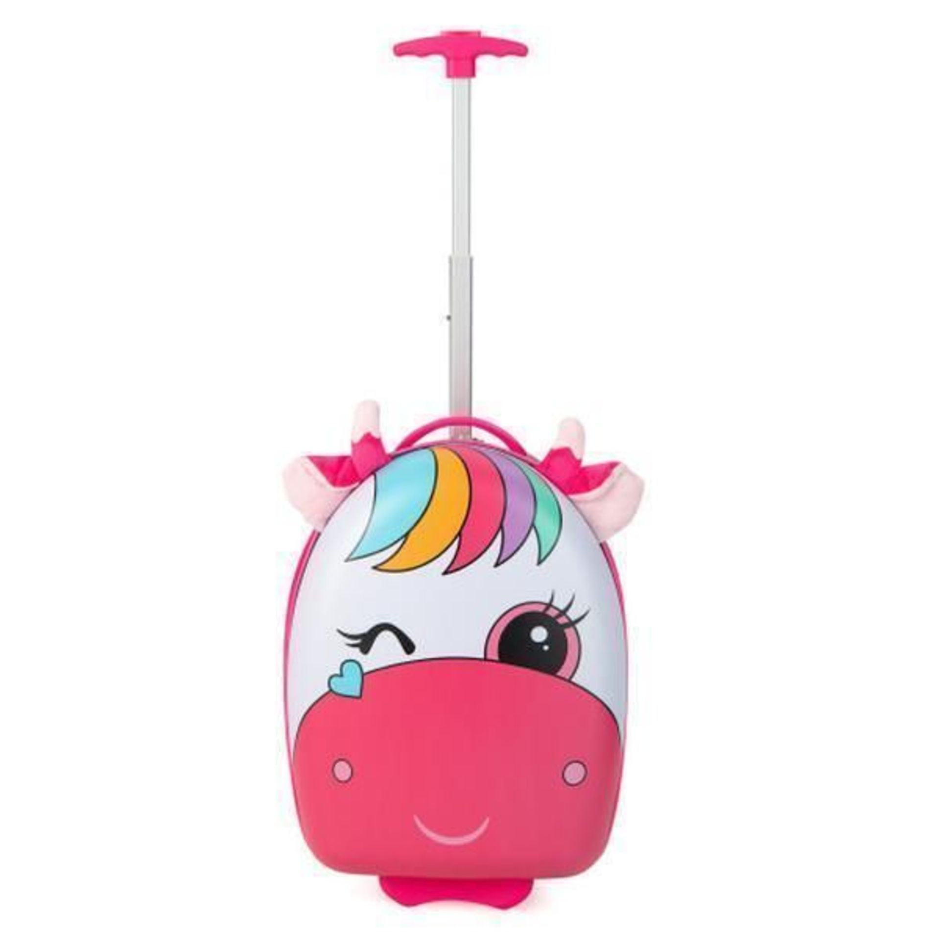 6 in. Kids Rolling Luggage with 2 Flashing Wheels & Telescoping Handle, Pink. - ER53.