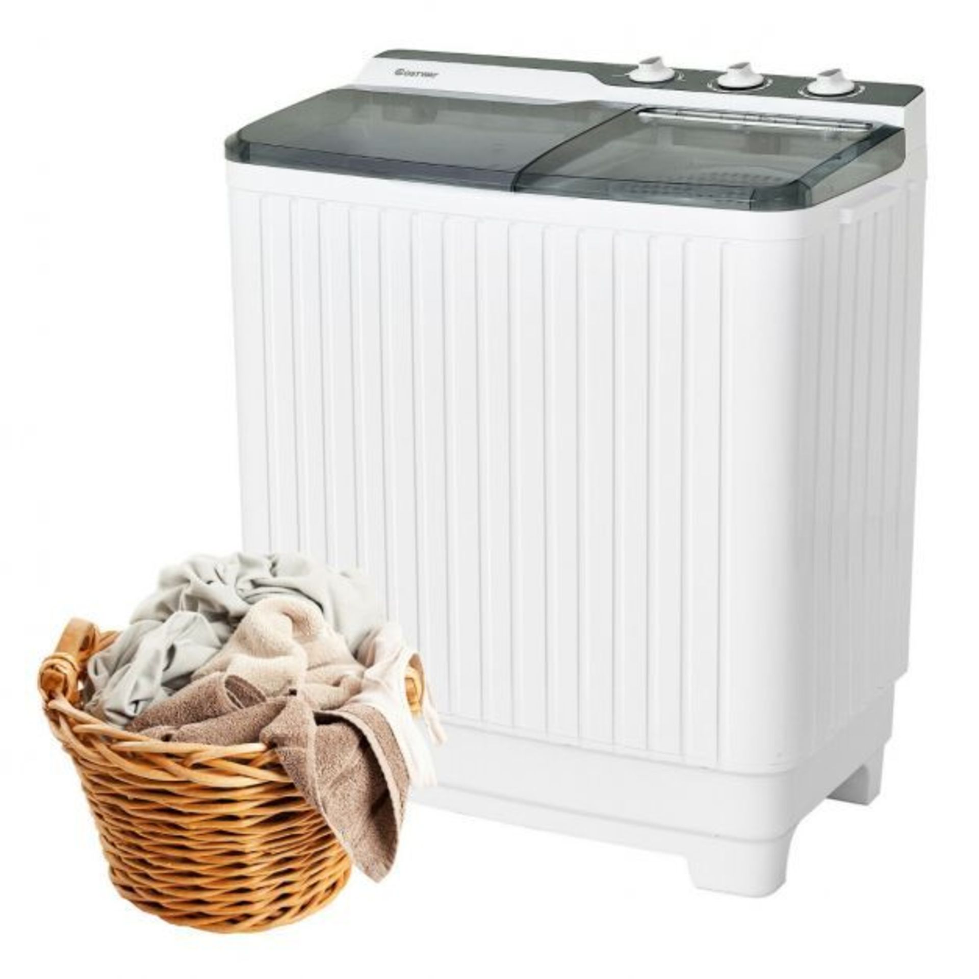 Portable Washer and Spin Dryer Combo with Timer Control. - ER53. Featuring a twin tub washing