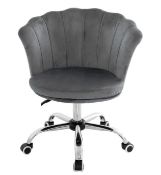 ADJUSTABLE VELVET OFFICE CHAIR WITH HANDLE AND UNIVERSAL WHEELS - GREY. - ER53. The delicate shell