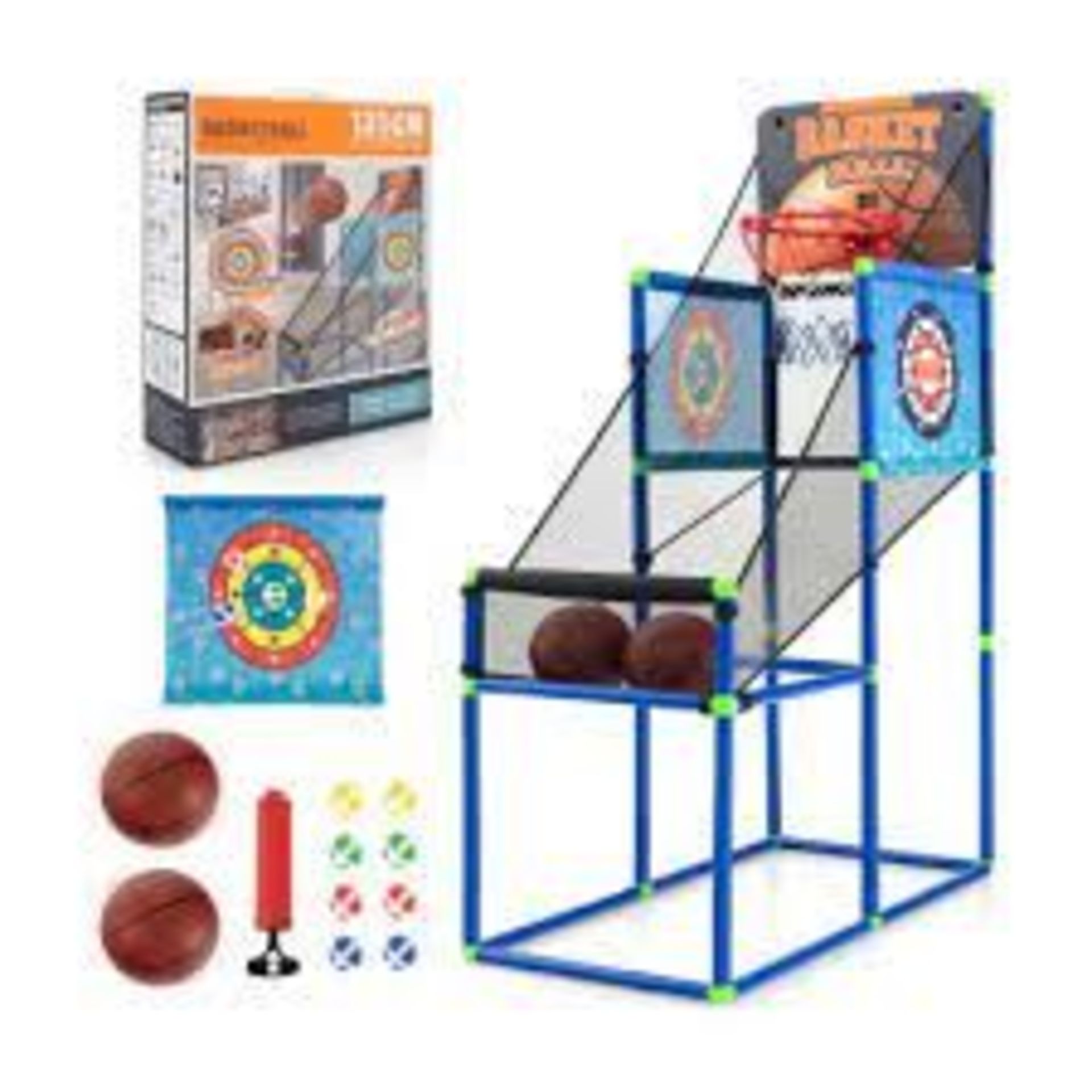 2-in-1 Kids Basketball Arcade Game with Electronic Scoreboard. - ER53. This 2-in-1 basketball arcade