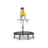 110 CM Mini Trampoline Bounce with Height Adjustable Handrail-Orange. - ER53.