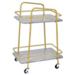 2-tier Kitchen Rolling Cart with with Steel Frame and Lockable Casters. - ER53