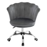 ADJUSTABLE VELVET OFFICE CHAIR WITH HANDLE AND UNIVERSAL WHEELS - GREY. - ER53. The delicate shell