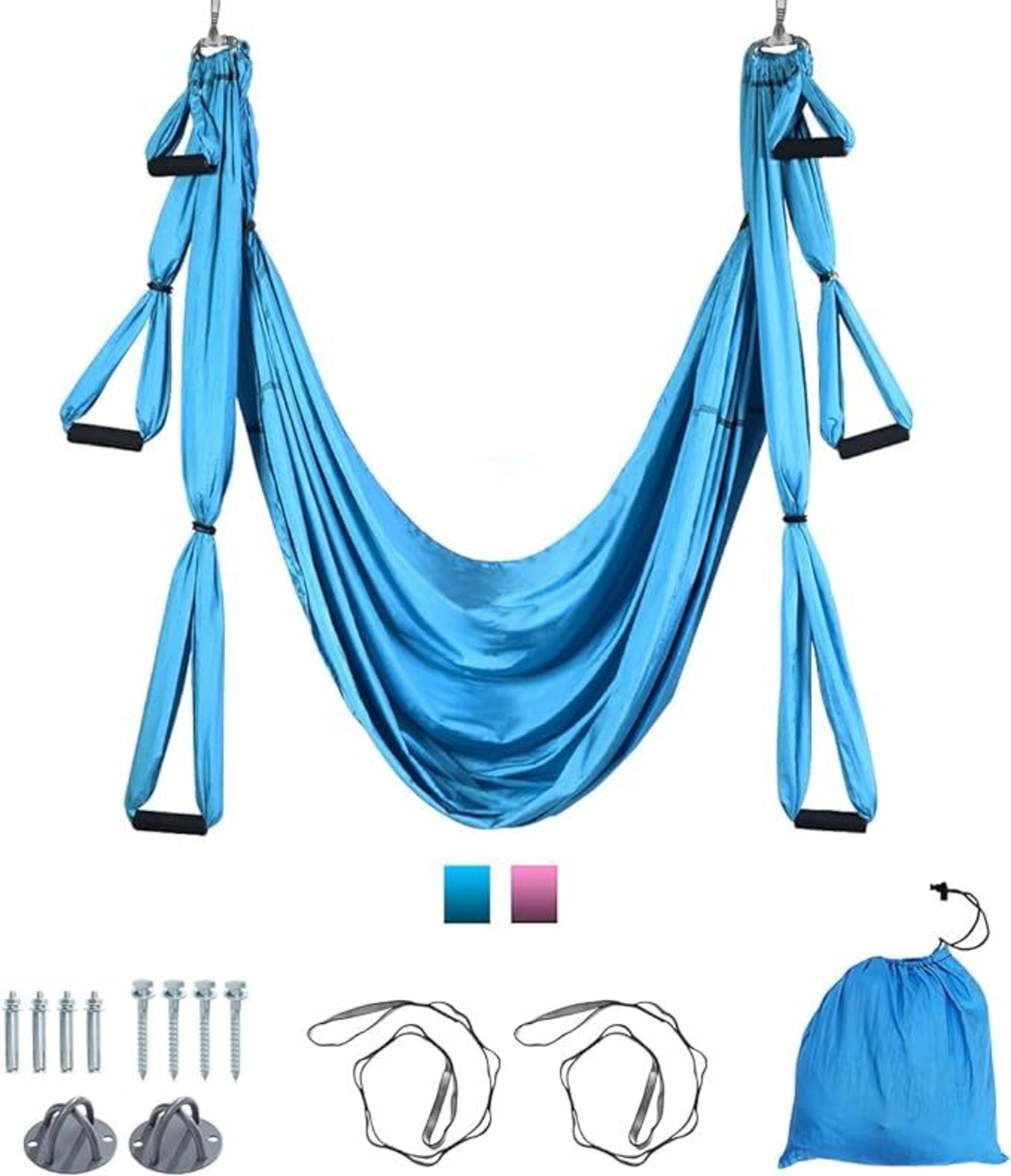 COSTWAY Aerial Yoga Swing Set, Antigravity Yoga Hammock with Carry Bag, 4 Steel Carabiners, 6