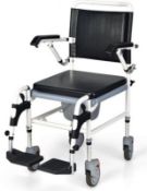 Costway 4-in-1 Bedside Commode Chair w/ Wheel Commode Wheelchair- ER53.