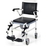 Costway 4-in-1 Bedside Commode Chair w/ Wheel Commode Wheelchair- ER53.