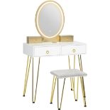 Multigot Dressing Table with Mirror and Stool, Vanity Makeup Desk with Detachable LED Mirror and