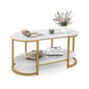 Modern Coffee Table W/ Open Storage Shelf Metal Frame Living Room Cocktail Table. - ER53.