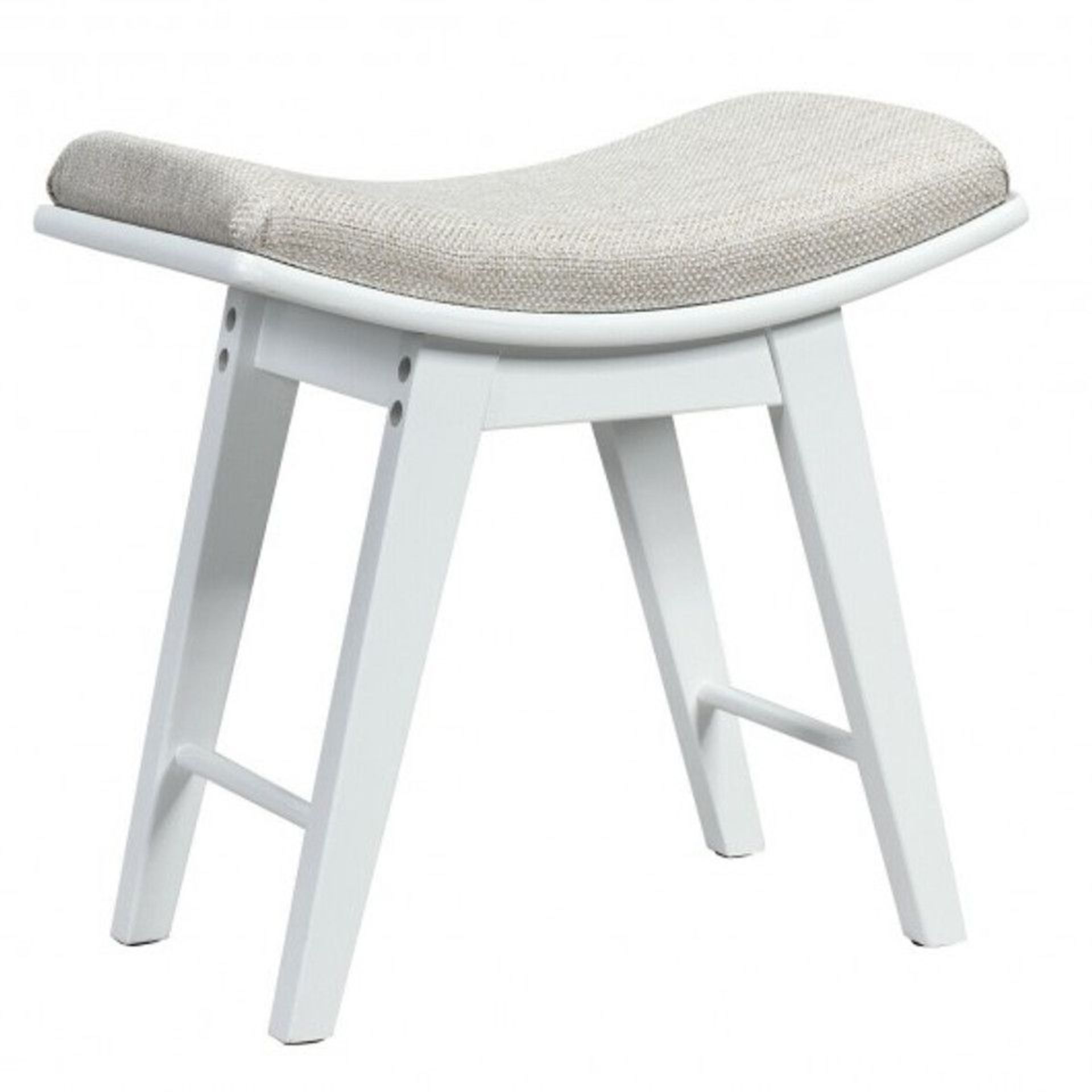 Modern Dressing Makeup Stool With Concave Seat Rubberwood Legs-White HW66055WH. - ER53.