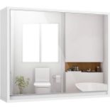 COSTWAY Bathroom Mirror Cabinet, Wall Mounted Storage Cupboard with Shelf, Home Kitchen Living