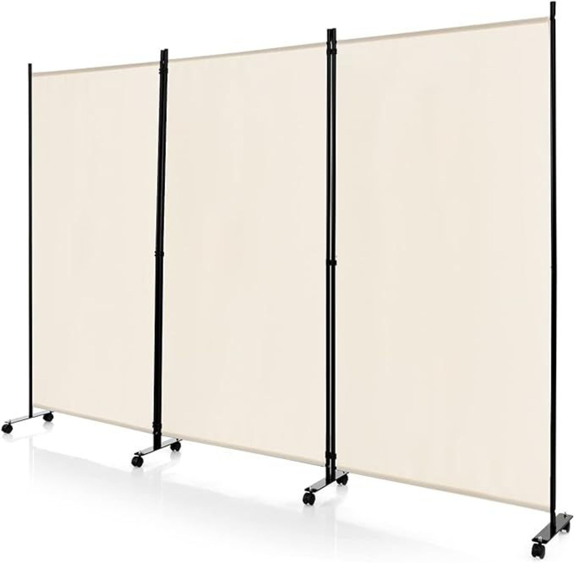 CASART Folding Room Dividers, 3/4 Panels Movable Protective Privacy Screens with Lockable Wheels,