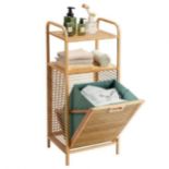 Bamboo Laundry Bin with Storage and Removable Basket. - ER53. Space-Saving Design: In order to