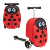 Hardshell Kids Ride on Suitcase Scooter Foldable Beetle Luggage w/Lighted Wheels. - ER53.