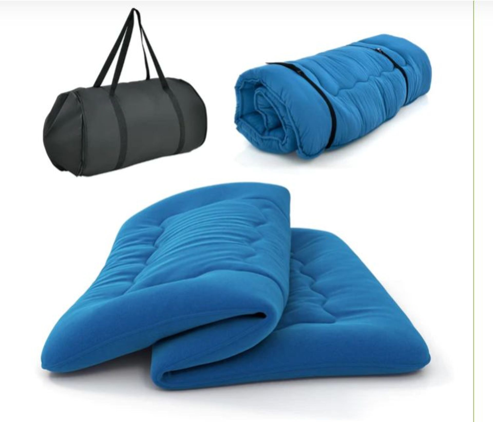 FLOOR FUTON MATTRESS MEDIUM FIRM THICKENED TATAMI MAT WITH CARRYING BAG-BLUE-DOUBLE SIZE. - ER53