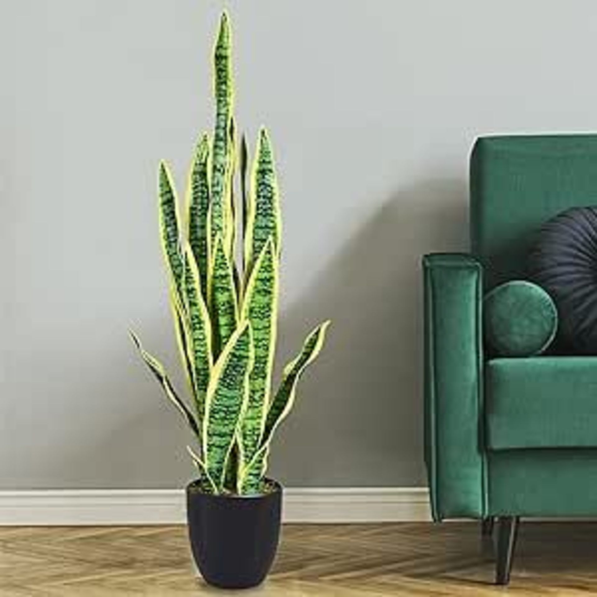 GiantexUK 93cm Fake Sansevieria, Artificial Snake Plant with Plastic Pot, Faux Indoor House Plant