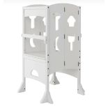 FOLDING HEIGHT ADJUSTABLE KIDS STEP STOOL WITH SAFETY LATCHES-WHITE. - ER53