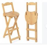 Set of 2 Folding Bar Stool Bamboo Kitchen Counter Height Stools with Backrest. - ER53. Complete your