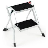 Luxury Folding 2 Step Ladder with Anti-Slip Pedal and Large Foot Pads. - ER53.