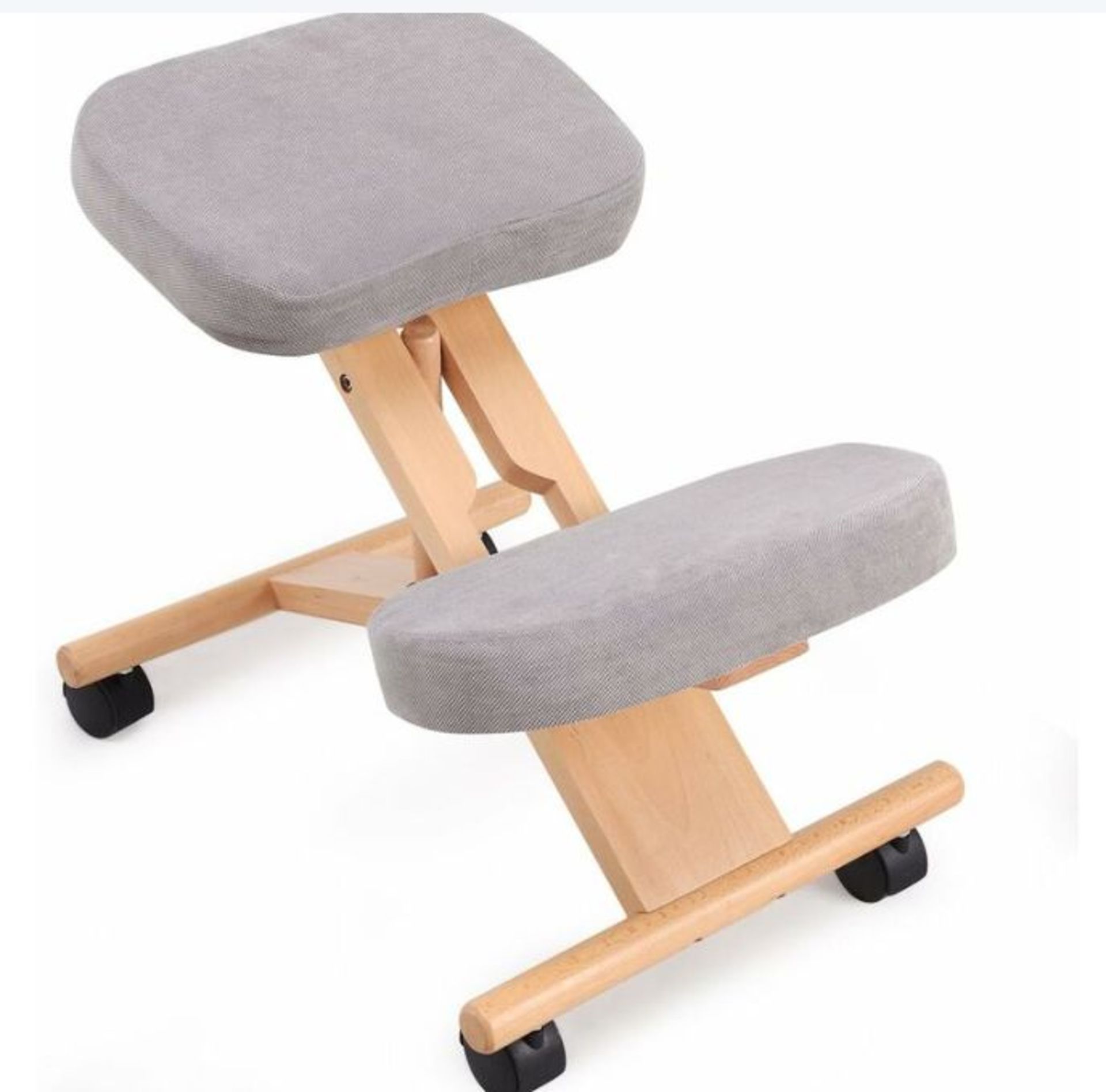 Luxury Ergonomic Kneeling Chair, Wood Posture Stool with Angle & Height Adjustable, Thick Padded