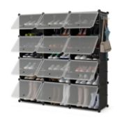 12-Cube 48 Pairs Portable Shoe Shelves with Hook. - ER53. ? DIY Your Storage Space: This modular