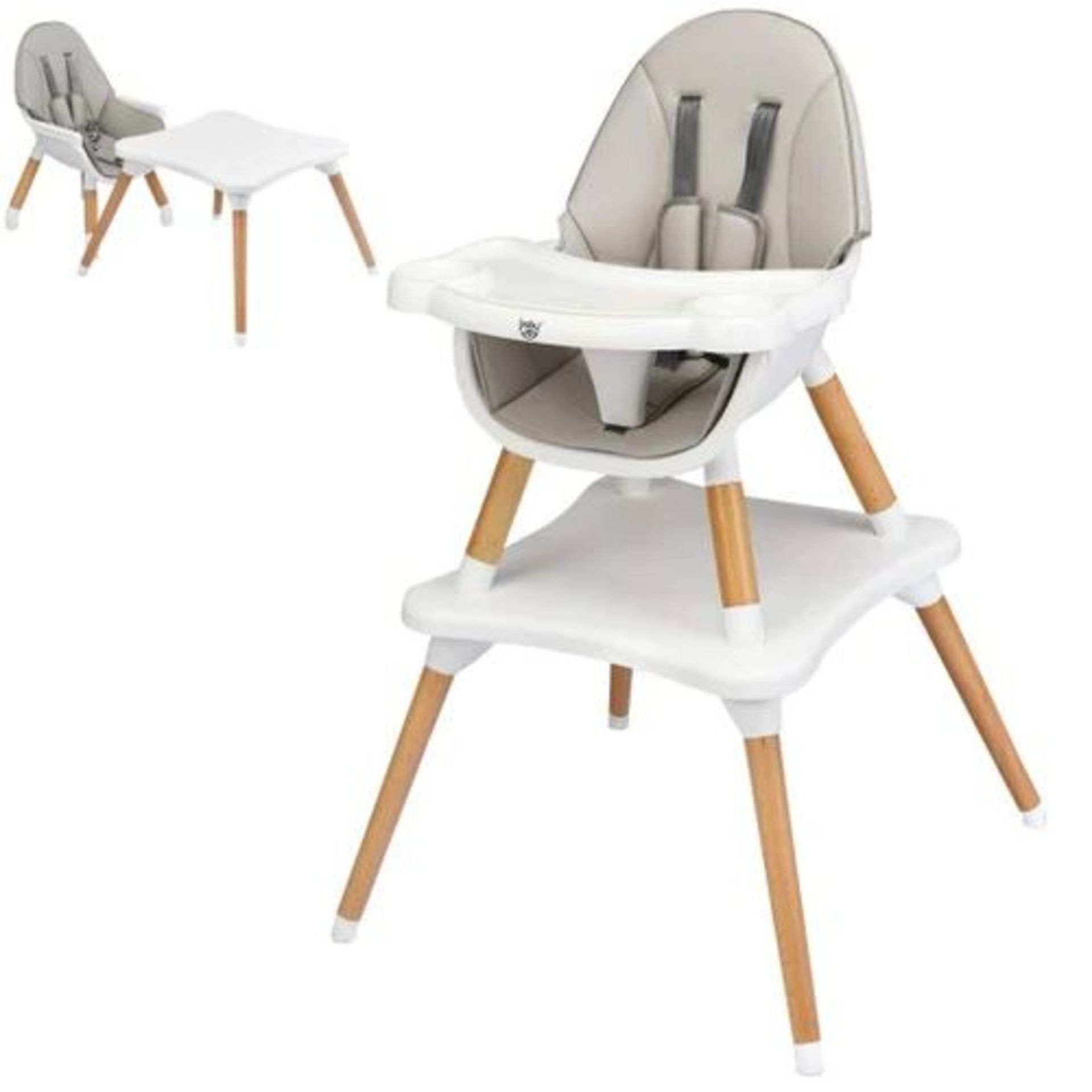 4-in-1 Baby Wooden Convertible High Chair. - ER53. This is a 4-in-1 baby highchair designed with the