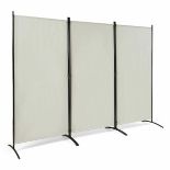 Costway Folding Room Divider 3 Panel Wall Privacy Screen Protector - HW65774WH. - ER53.