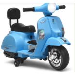 KIDS 6V BATTERY VESPA COMPATIBLE ELECTRIC MOTORBIKE WITH TRAINING WHEELS. - ER53. Real Driving