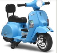 KIDS 6V BATTERY VESPA COMPATIBLE ELECTRIC MOTORBIKE WITH TRAINING WHEELS. - ER53. Real Driving