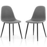 Upholstered Dining Chairs Set of 2 with Metal Legs-Grey. - ER53. The high rebound foam upholstered