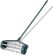 GRAFFY 18" Rolling Lawn Aerator, Rotary Push Tine Spike Manual Aerator with 3-Piece Long Steel