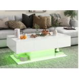 LED COFFEE TABLE WITH 2 DRAWERS AND REMOTE CONTROL-WHITE. - ER53.