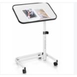 Overbed Table W/ Wheels & Tilting Top 9-Position Height Adjustable Beside Table. - ER53. 1.The