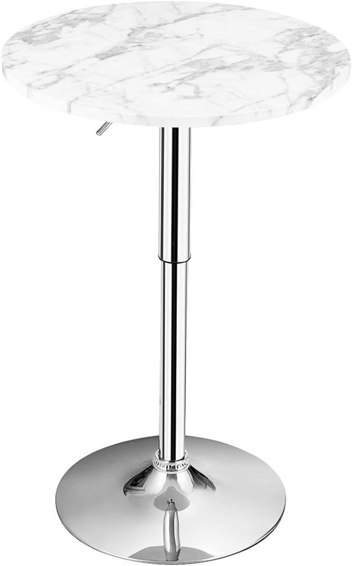 COSTWAY 60cm Round Marble Bar Table, Height Adjustable & 360° Swivel Counter Pub Tables with