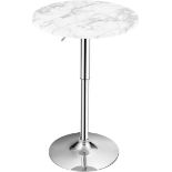 COSTWAY 60cm Round Marble Bar Table, Height Adjustable & 360° Swivel Counter Pub Tables with