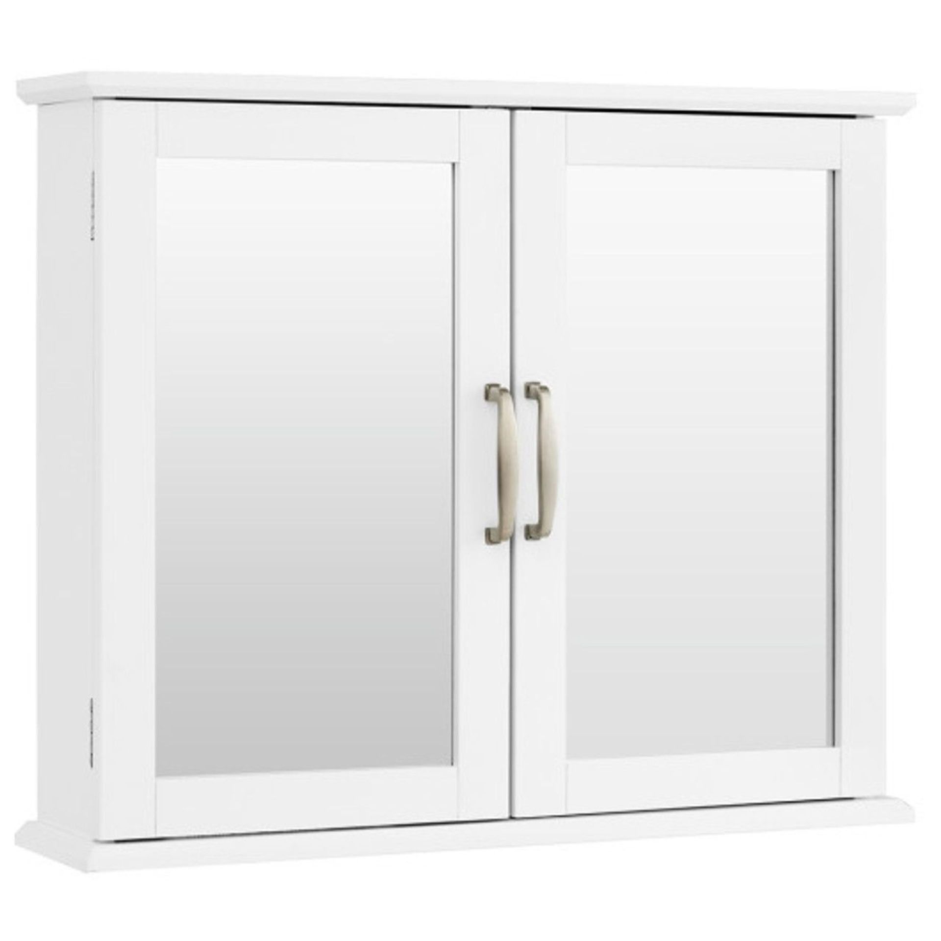2-Tier Bathroom Wall-Mounted Mirror Storage Cabinet With Handles-White. - ER53.
