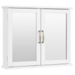 2-Tier Bathroom Wall-Mounted Mirror Storage Cabinet With Handles-White. - ER53.