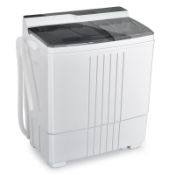 Twin Tub Portable Washing Machine with 1.5KG Capacity Dryer-Grey. - ER53. The unique double-barrel