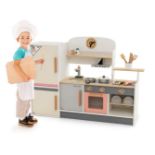 WOODEN PRETEND KIDS PLAY KITCHEN SET WITH REALISTIC RANGE HOOD. - ER53. It features a range hood,