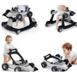 4-IN-1 BABY PUSH WALKER WITH ADJUSTABLE HEIGHT AND SPEED-GREY. - ER53.