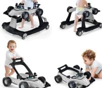 4-IN-1 BABY PUSH WALKER WITH ADJUSTABLE HEIGHT AND SPEED-GREY. - ER53.