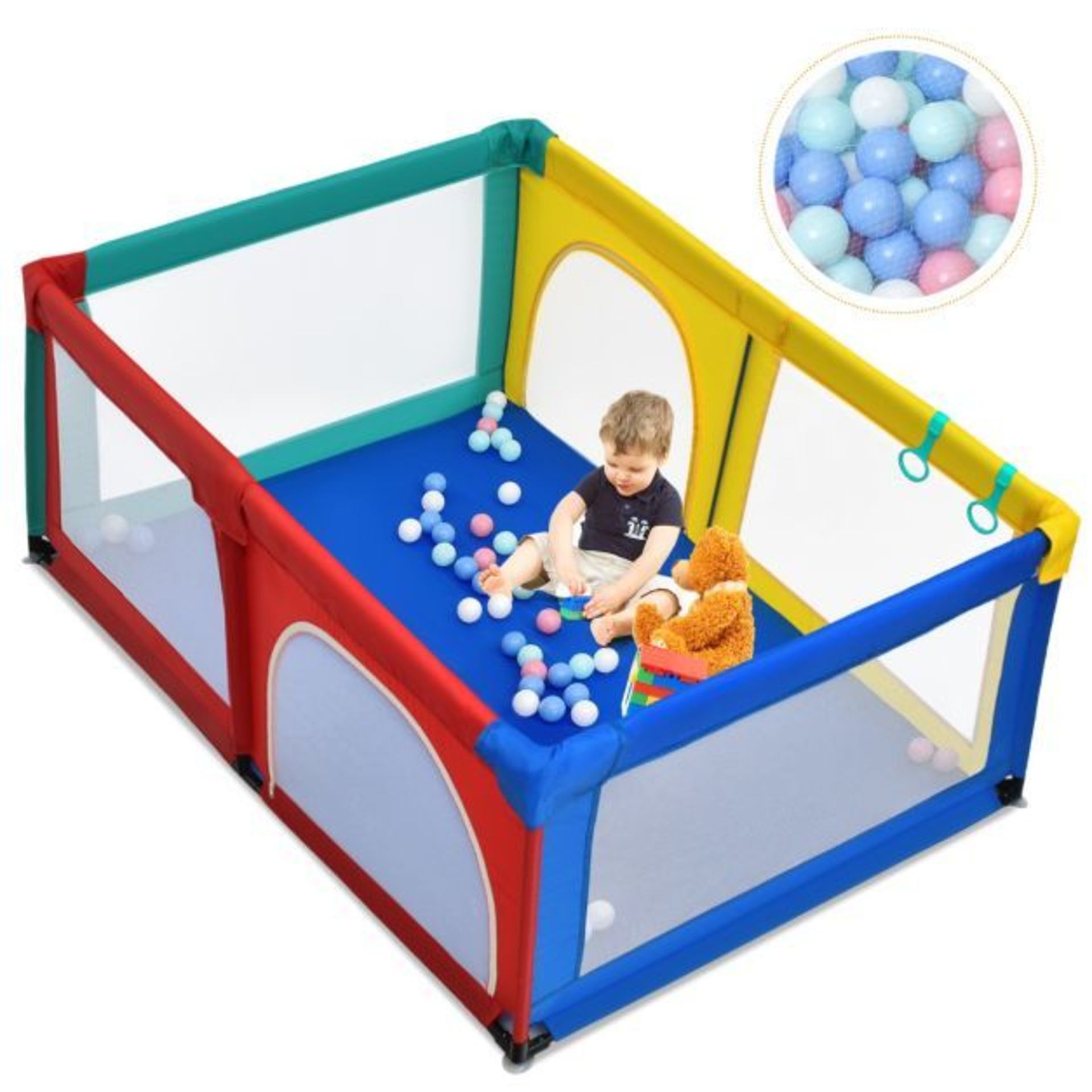 Baby Playpen Activity Centre 50 Balls Breathable Mesh Zipper Door. - ER53.