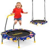 2-in-1 Folding Toddler Trampoline and Swing with Removable Handle. - ER53. This kids toy is a