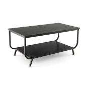 2-Tier Faux Marble Coffee Table Rectangular with Shelf-Black. - ER53.