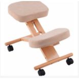 COSTWAY Ergonomic Kneeling Chair, Wood Posture Stool with Angle & Height Adjustable, Thick Padded