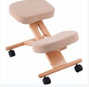 COSTWAY Ergonomic Kneeling Chair, Wood Posture Stool with Angle & Height Adjustable, Thick Padded